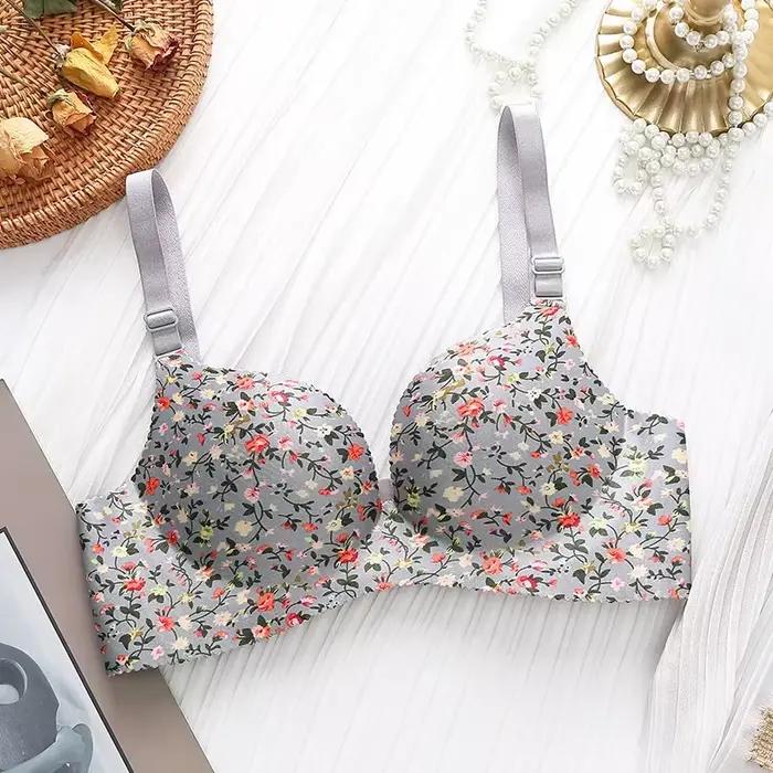 Soutien-gorge push-up à imprimé floral rétro pour petite poitrine
