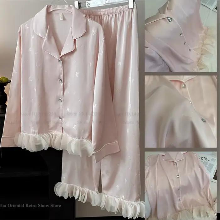 Pyjama en Satin de soie Jacquard