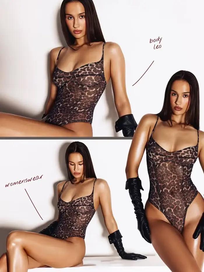 Body léopard en maille pour femmes