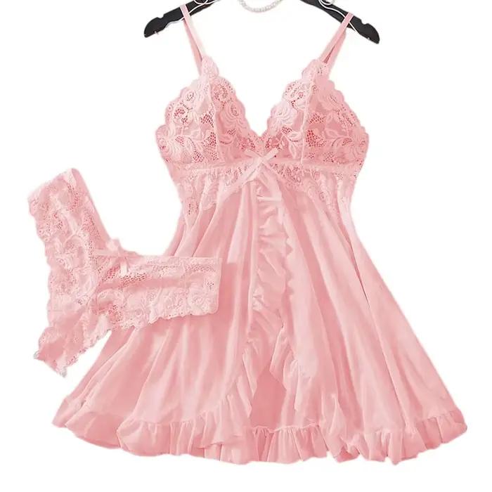 Chemise de nuit rose douce pour femmes