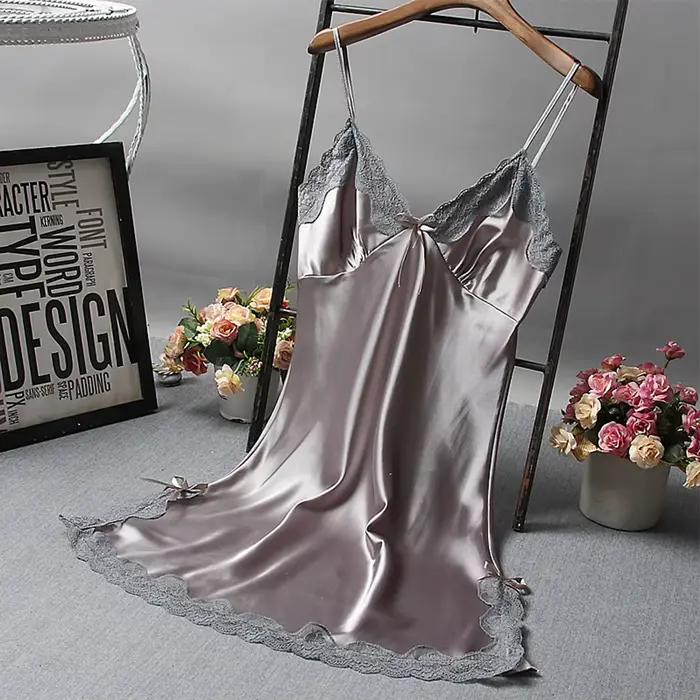 Chemise de nuit d'été en Satin doux pour femmes