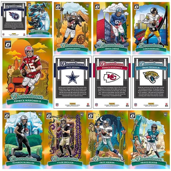 Cartes de collection de football holographiques et scintillantes Rugby Downtown DIY Travis Hunter Patrick Mahomes Brian Thomas Shedeur Sanders