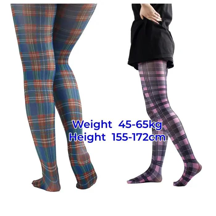 Collants classiques imprimés à carreaux pour femmes, accessoires de noël, bas en coton Tartan écossais, pantalons du nouvel an