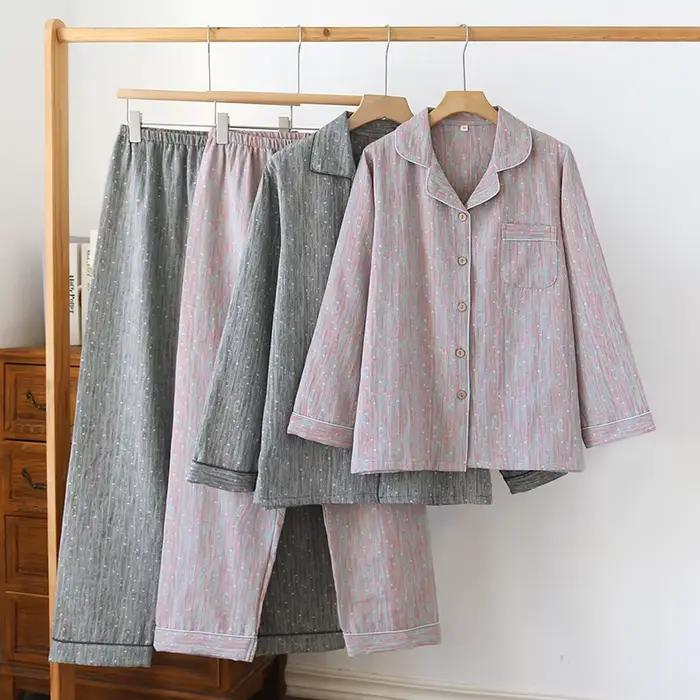 Pyjama rayé en pur coton pour femmes
