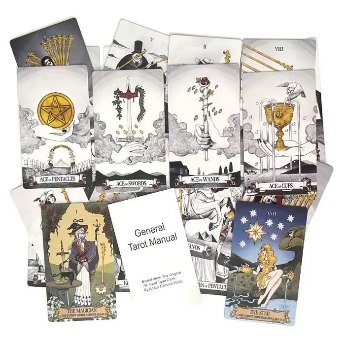 Tarot miroir secret Tarot d'art féminin dans un symbolisme riche avec monochrome avec guide Version anglaise jeu de société de fête 12*7 cm