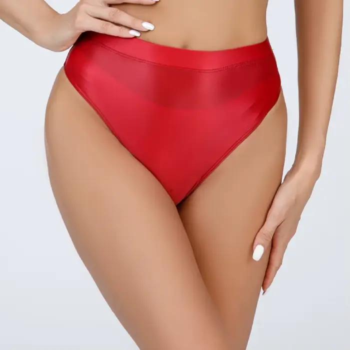 Culotte brillante taille haute en satin pour femme