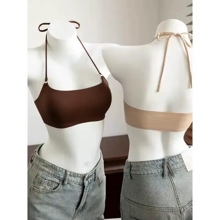 Soutien-gorge Halter sans couture et sans dos pour femme