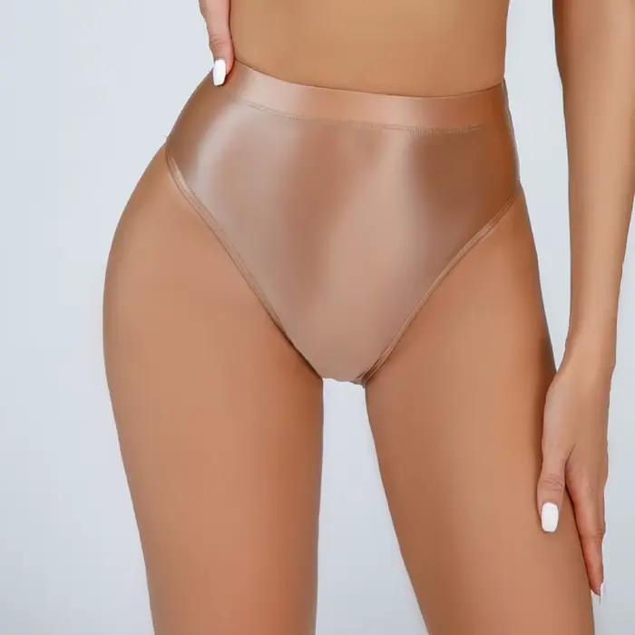 Culotte brillante taille haute en satin pour femme