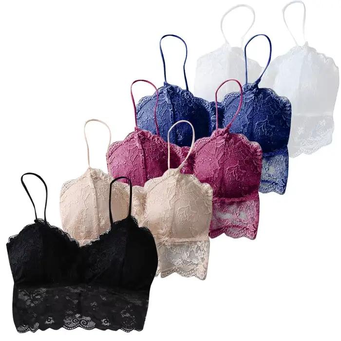 Été femmes dentelle haut sexy soleil sans manches solide hauts non rembourré Bralette soutien-gorge Bustier fermeture éclair dos Club boléro réservoir taille libre lingerie