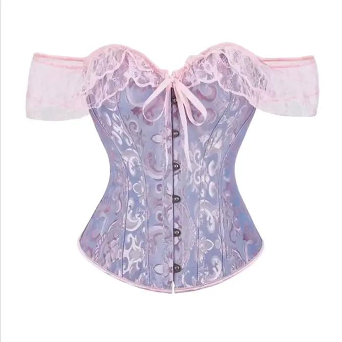 Haut corset en dentelle à épaules dénudées pour femme