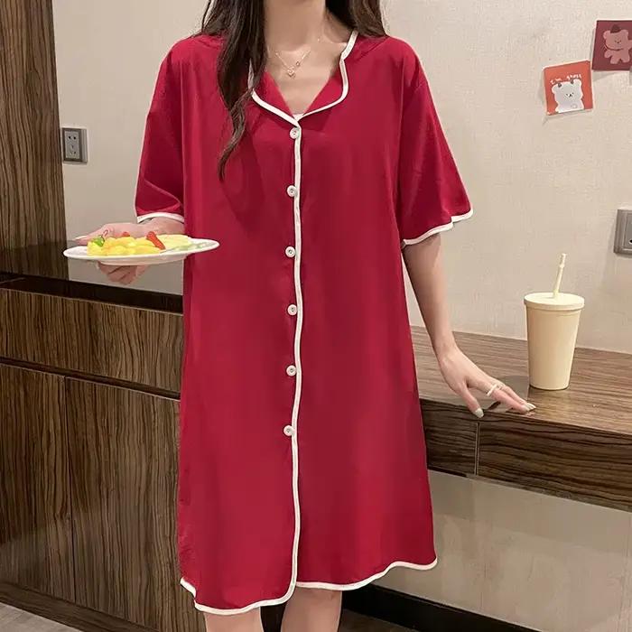 Chemise de nuit pour femmes grande taille en soie glacée, confortable, élégante et polyvalente pour les nuits d'été et les journées à la maison