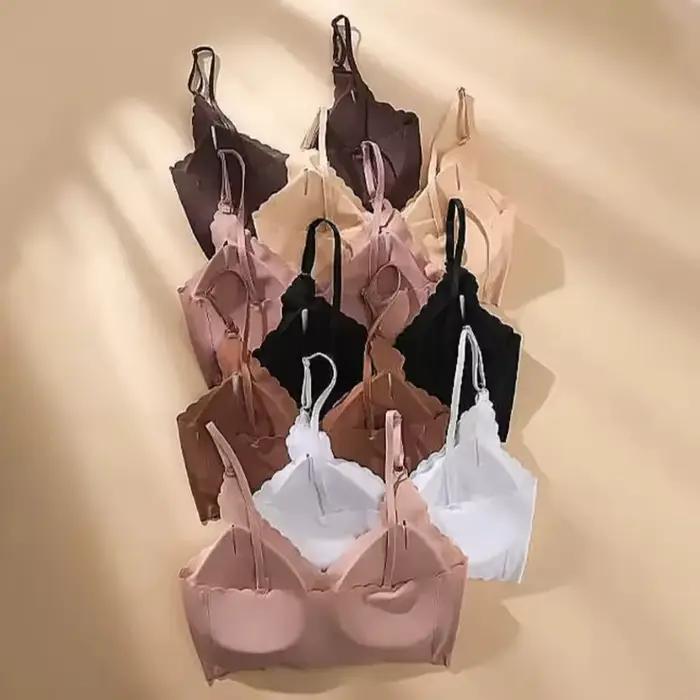 Offre spéciale 6 couleurs nouveau sous-vêtements en soie glacée soutien-gorge confortable sans fil rembourré bord
