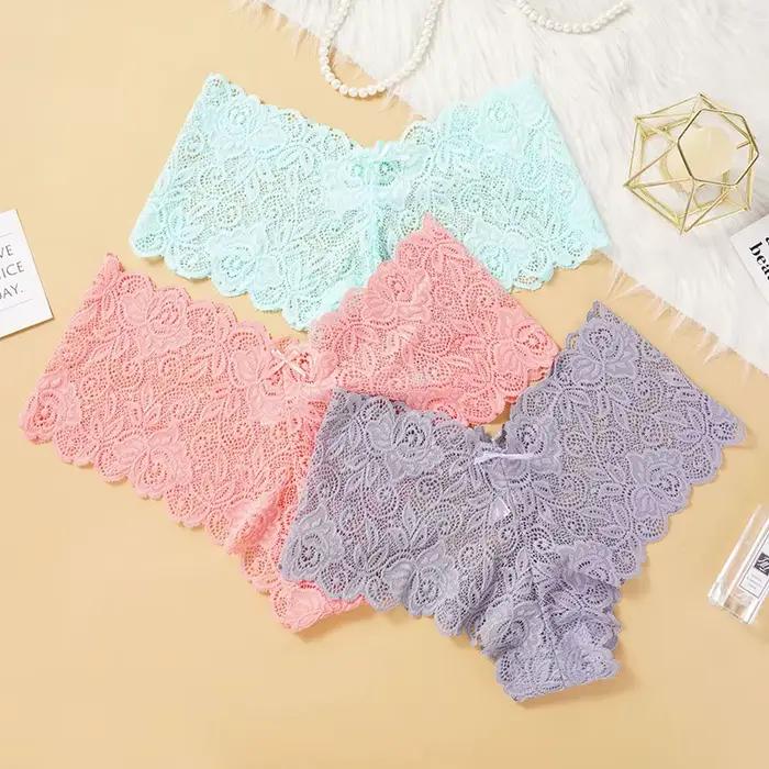 Sexy dentelle florale culottes femmes slips taille basse Lingerie douce confortable femme sous-vêtements filles intimes