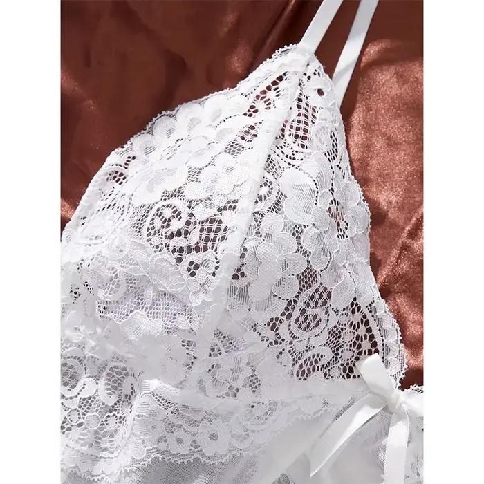 Chemise de nuit en Tulle blanc Transparent