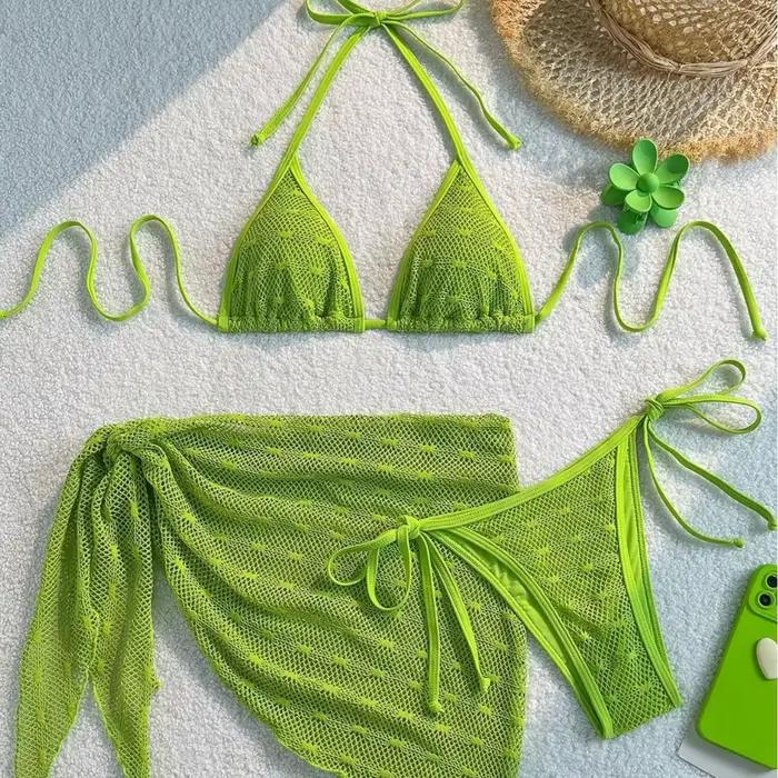 Ensemble Bikini trois pièces Sexy à pois