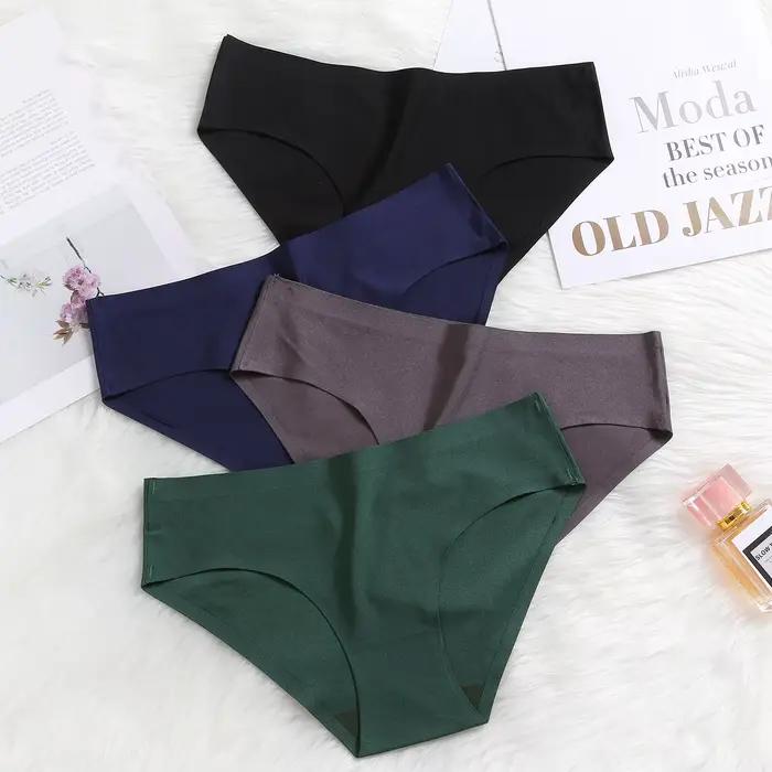 Culotte femme Sexy solide sans couture sous-vêtements féminins taille basse élasticité slips respirants pour dames caleçons doux Lingerie