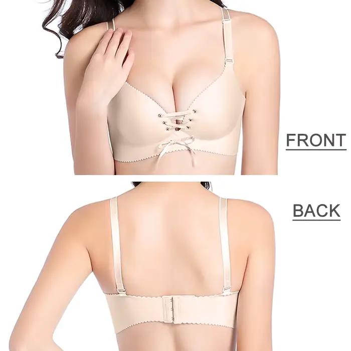 Femmes Push Up soutien-gorge Sexy sans fil Lingerie sans couture brassière intimes sous-vêtements femme profonde V nœud