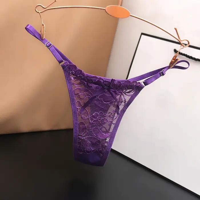 Culotte G-String ZOMAXIUJEE en Polyester avec Appliques Taille Unique Pour Femme Occasions Spéciales Transparence Élégante Séduction
