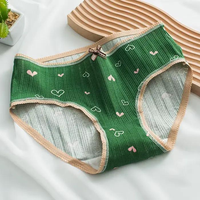 Culotte verte sous-vêtements en coton pour femmes