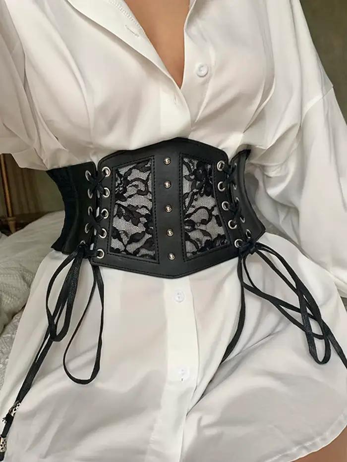 Corset noir sexy en dentelle pour femmes