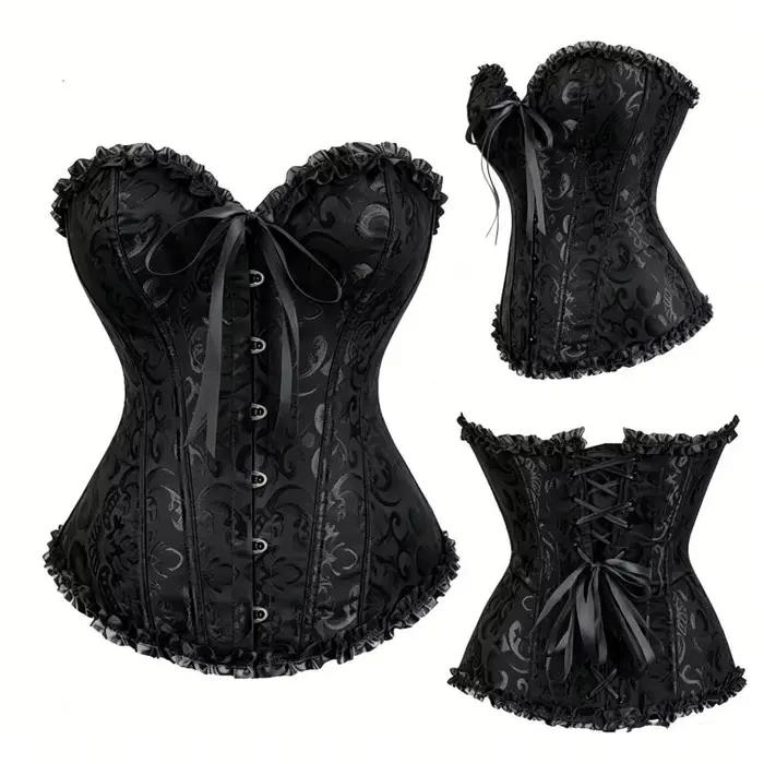 Corset noir jacquard pour femme