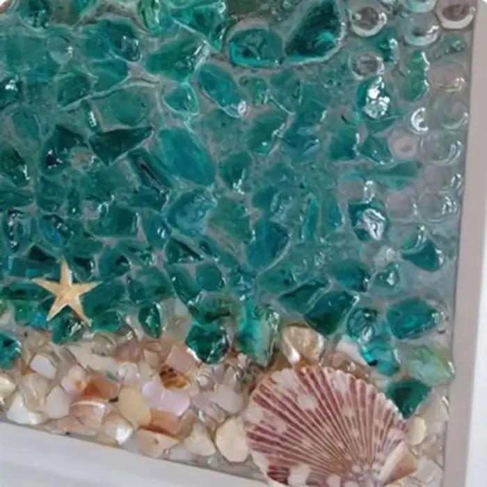 Kit d'art en verre de mer sur le thème de l'océan de septembre pour adultes, cadre Photo, opération facile, Kits d'art et d'art en mosaïque faits à la main