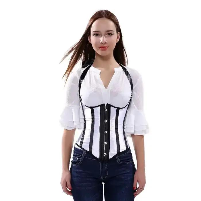 Corset sous le buste en Satin rayé pour femmes, Bustier décontracté, modelant le corps, Costumes de fête de remise de diplôme, tenues à la mode, grande taille