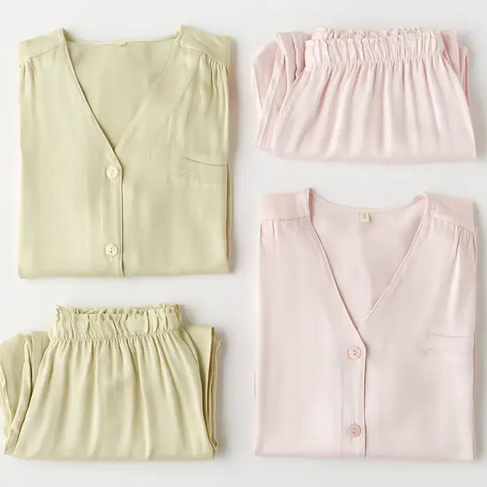 Ensemble pyjama élégant en Satin soyeux pour femmes
