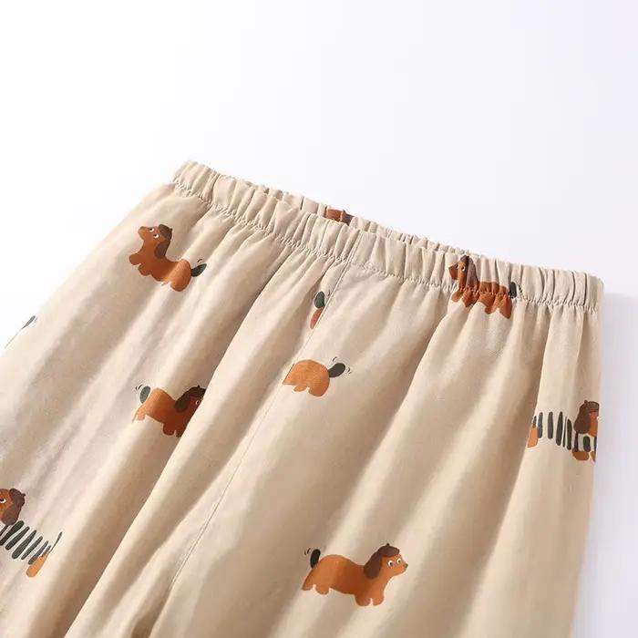 Nouvel ensemble de pyjama couple printemps-automne 2026 en gaze 100 % coton