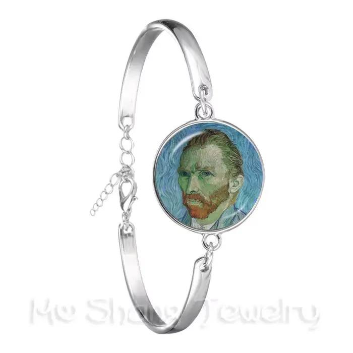 Bracelet nuit étoilée Van Gogh, image artistique, Cabochon en verre de 18mm, chaîne plaquée argent, bijoux tendance, cadeau pour femmes