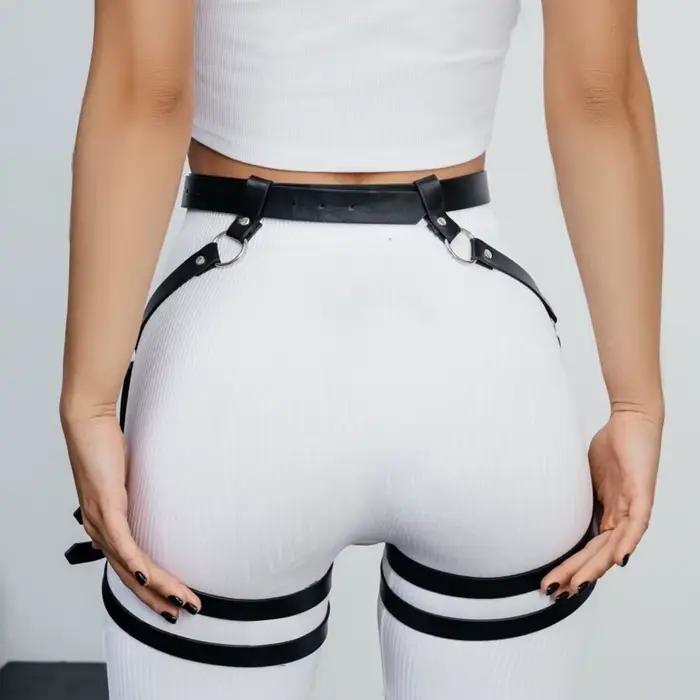 Harnais de corps Steampunk pour femmes, avec bretelles, porte-jarretelles pour bas hauts de cuisse, accessoires de Costumes gothiques en cuir