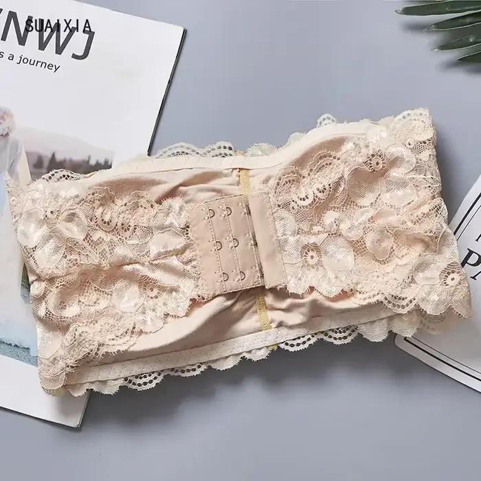 Soutien-gorge tubulaire en dentelle florale pour femmes