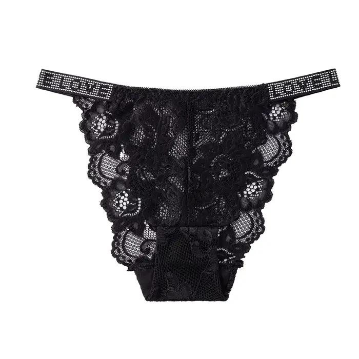 Culottes pour femmes Giczi en dentelle avec lettres en strass
