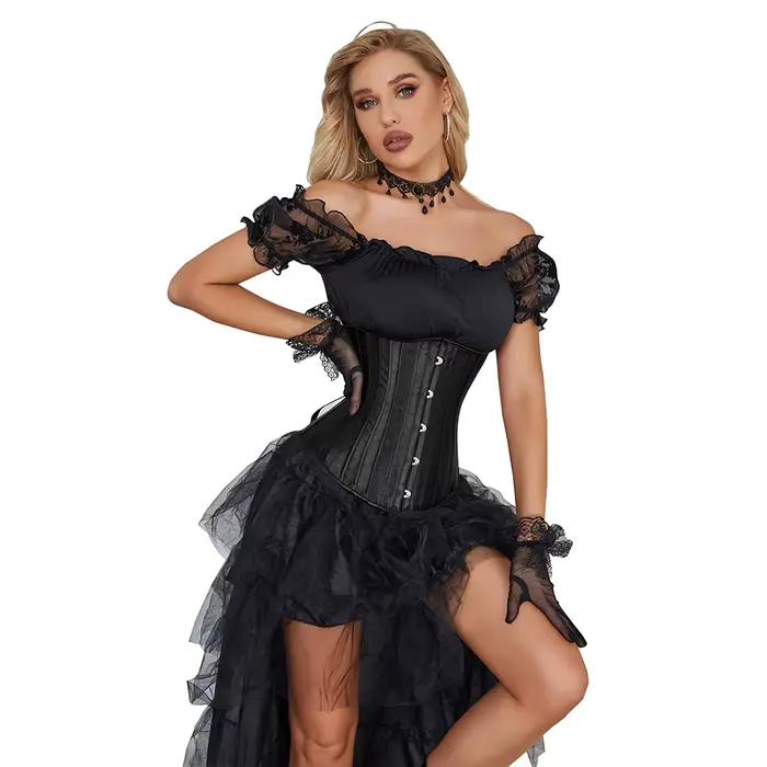 Minceur corps Shaper femme Sexy taille formateur sous le buste Corsets et Bustiers Satin acier désossé Cincher Corselet 9075