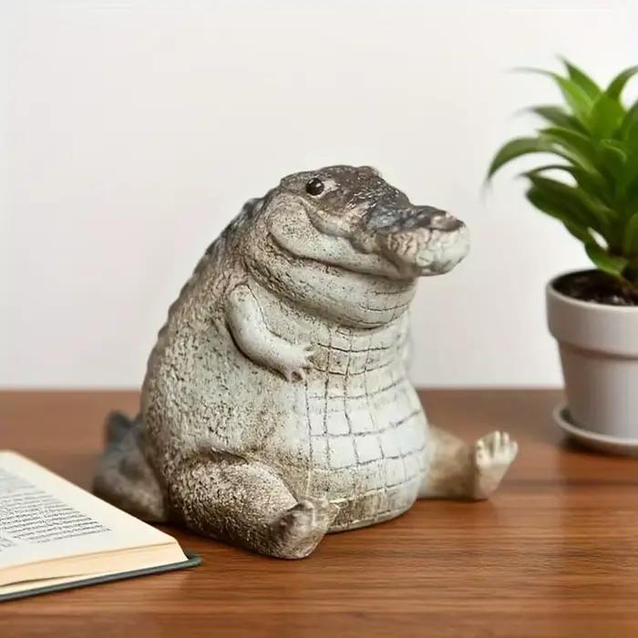 Ornement d'intérieur mignon petit Crocodile, ornement artisanal en résine pour bureau à domicile, décoration de service à thé, ornement de jardin, cadeau exquis.