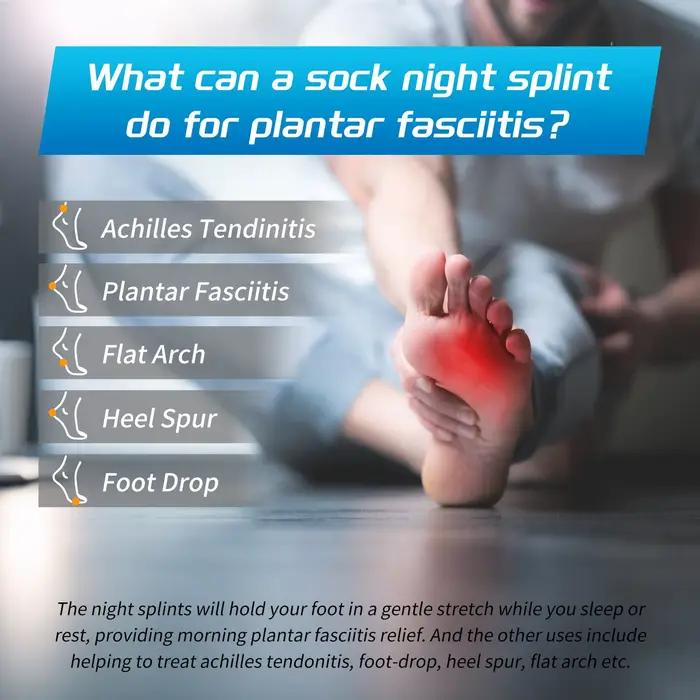 Chaussette d'attelle de nuit pour fasciite plantaire avec boule de massage pour soulager la fasciite plantaire, attelle de fasciite plantaire douce et confortable
