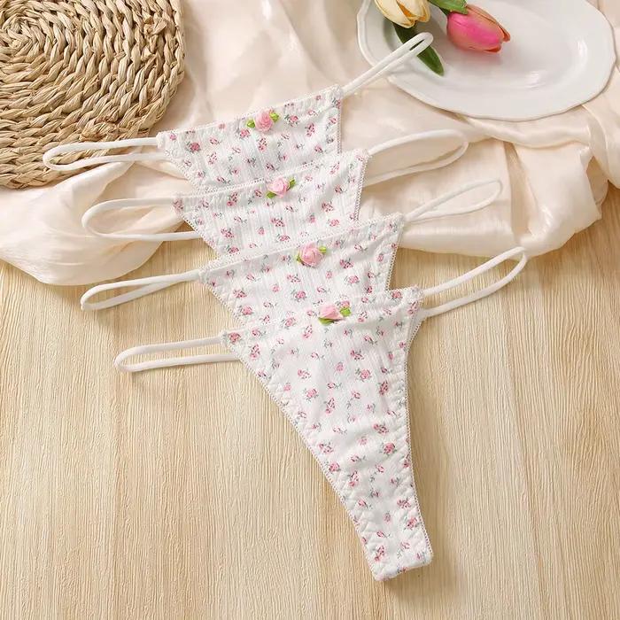Culotte femme sous-vêtements respirants fleurs douces Lingerie Sexy mignon