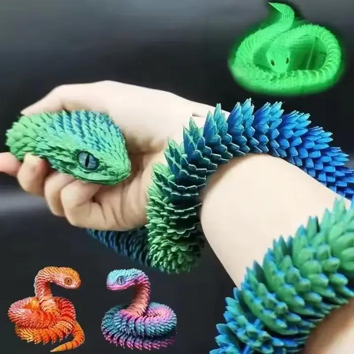 Serpent imprimé en 3D, jouet à articulation mobile, Simulation de serpent, ornement de bureau, cadeaux artisanaux, Figurines miniatures