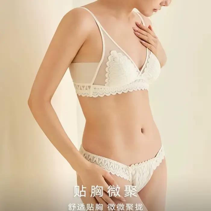 Ensemble de soutien-gorge triangle en dentelle style français pour femme