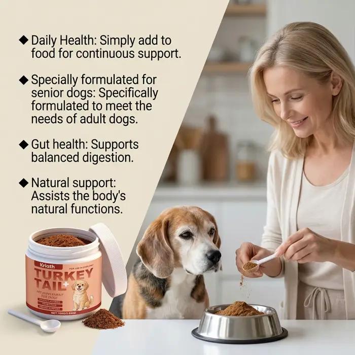 Poudre de complément nutritionnel pour chiens : Améliore la vitalité de l'animal, équilibre la flore intestinale, favorise la santé de la peau et du pelage, renforce les défenses corporelles 100g