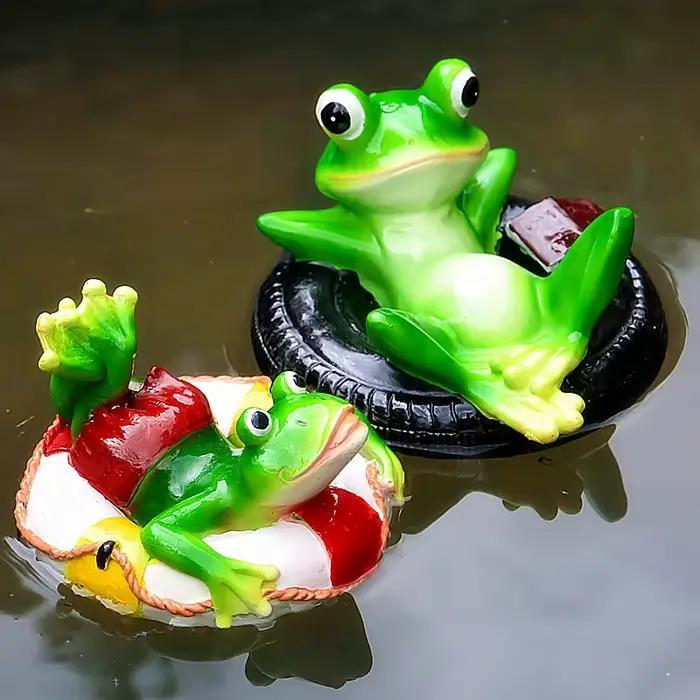 Statue de grenouille flottante en résine, jolie Sculpture d'étang décoratif de jardin en plein air, décoration de maison, de parc