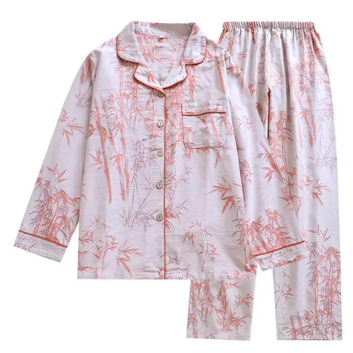 Pyjama en fil de coton peigné monocouche haute densité pour femmes