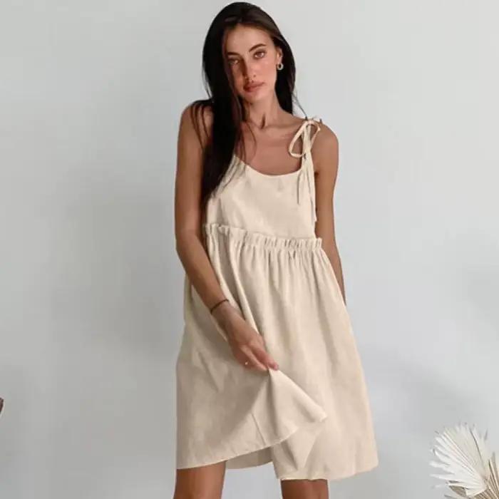 Chemise de nuit en lin et coton pour femme