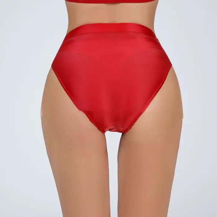 Culotte brillante taille haute en satin pour femme