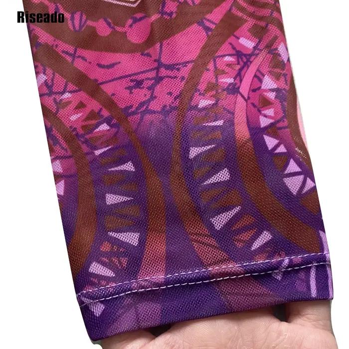 Maillot de bain en maille avec pantalon Long, imprimé abstrait, manches longues, vêtements de plage, Sexy, taille haute, vêtements de plage intelligents