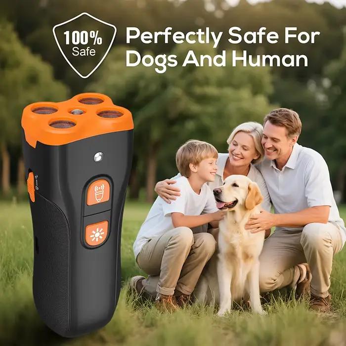 Dispositif anti-aboiement pour chien, 4x ultrasons anti-aboiement, modes d'entraînement, portée de 15 m, fini les aboiements intérieurs et extérieurs, correction du comportement