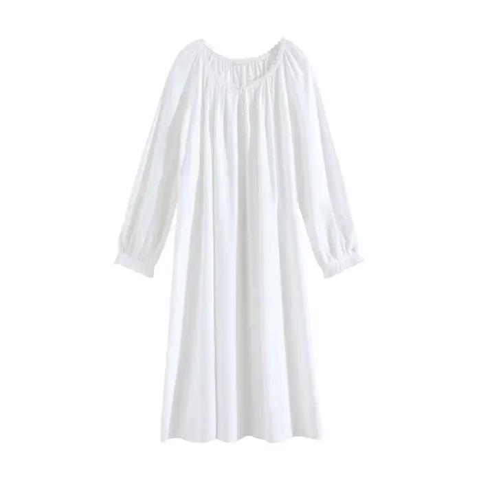 Chemise de nuit en coton à manches longues pour femmes
