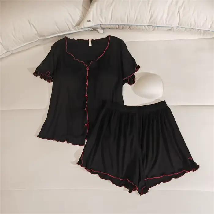 Pyjama à Manches Courtes et Pantalon pour Femme