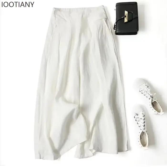 Culottes d'été pour femmes en coton et lin