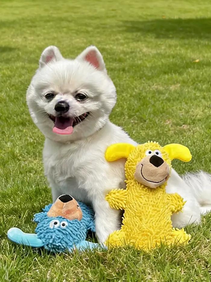 Jouet pour chien qui couine, jouet en forme de balai, avec fonction sonore et oscillante, jouet bleu pour l'auto-entretenissement, résistant aux morsures et à la mastication, accessoires sonores pour 